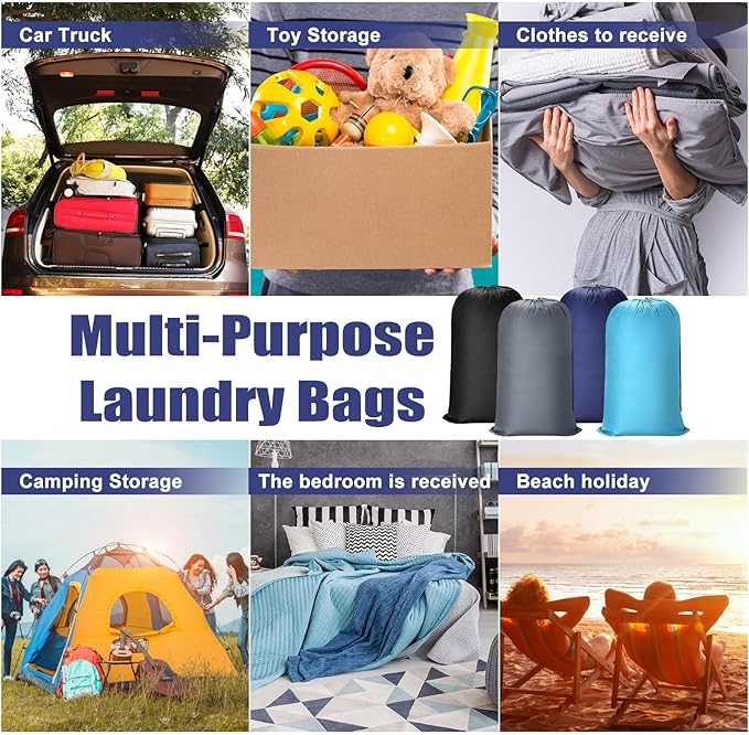20 Pcs Laundry Bag Washable Travel Laundry Bags with Drawstring Lock Closure Large Heavy Duty for Camping Tent Blankets Dirty Clothes Yarn Fabric Storage, Multi Use(Mixed Color)