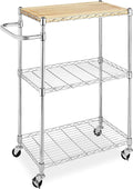 Whitmor Supreme Kitchen and Microwave Cart Wood & Chrome 13.25 x 27.5 x 33.5 inches