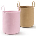 2-Pack Extra Large Cotton Rope Hamper Baskets – 15"x18" Oversized Woven Storage Bins for Blankets, Toys, Dirty Clothes – Pink & Beige Decorative Hamper for Nursery, Living Room, Laundry Room