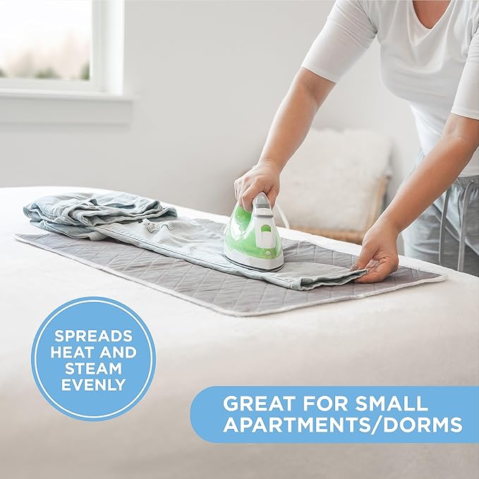 HOLDN’ STORAGE Ironing mat, Magnetic Laundry mat, 28.25” x 19”, Gray, Quilted, Washer and Dryer Countertop, Ironing pad