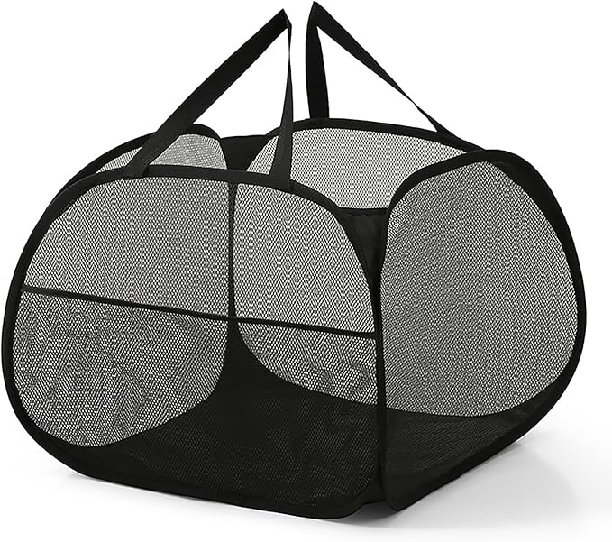 Mesh Laundry Basket,Foldable Mesh Laundry Basket,Simplized Popup Laundry Hamper,90L/24 gallons (black)