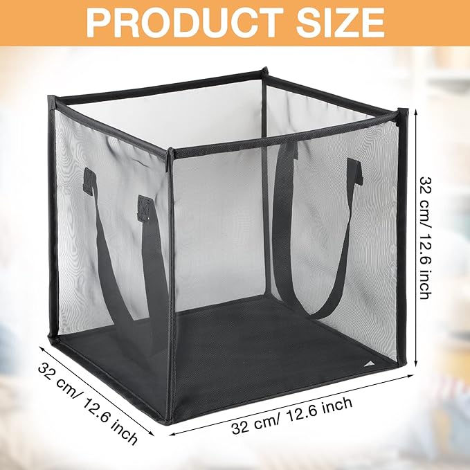 Zopeal 1 Pack Popup Laundry Hamper 13 Inch Collapsible Laundry Baskets with Handles Mesh Clothes Baskets Portable Single Layer Foldable Clothes Hamper Square Bin for Washing (Black,Single-layer)