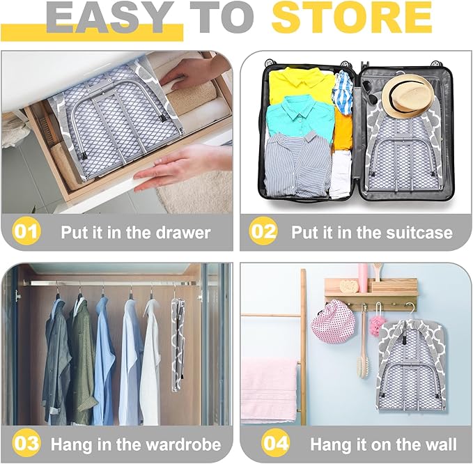 Chunful Portable Tabletop Ironing Board, Foldable Small Compact Ironing Board with Mat & Hook for Hanging Travel Mini Iron Non Slip Feet Table Storage for Dorm Space, 32 x 12 in(Fresh,Light Gray)