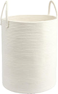 Woven Cotton Rope Laundry basket-15”X20” Laundry Hamper-Rope Storage Basket for Dirty Clothes, Toys and Blankets Perfect for Bathroom, Baby nursery and Living Room Storage (white)