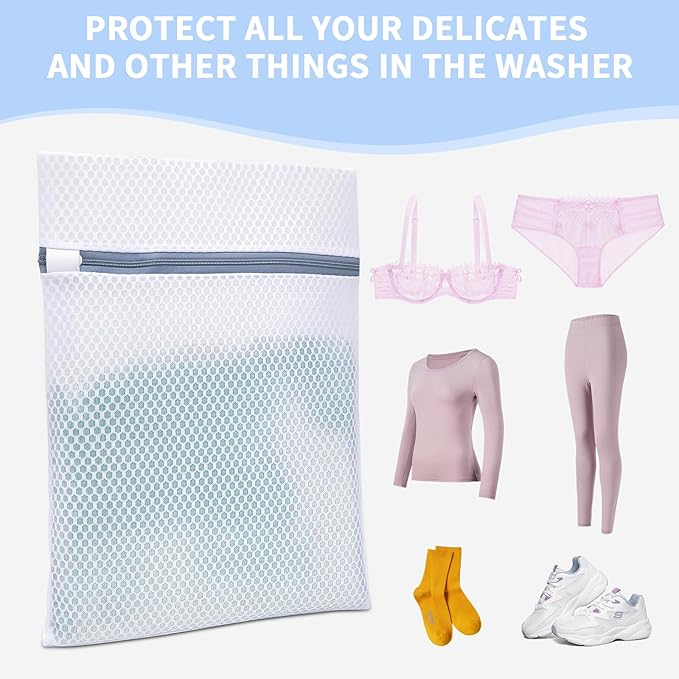 Laundry Bags Mesh Wash Bags with Strong Zipper, Upgraded Honeycomb and Fine Mesh Design Delicate Laundry Bag for College,Dorm,Storage(12X16IN, 12PCS)