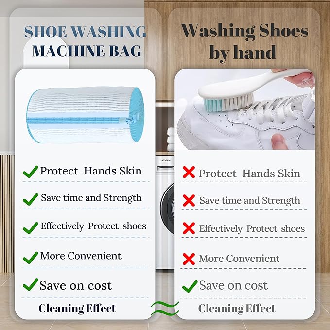 Shoe Washing Machine Bag, Laundry Shoe Bag for Washer and Dryer,2Pcs Reusable Shoe Bag for Washing Machine Fit Most Shoes Types (White 2 pcs)