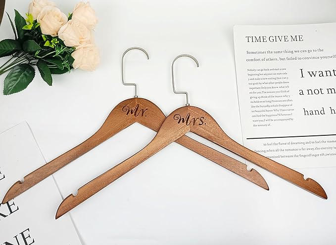 Mr. and Mrs. Wooden Bride Hanger Hangers, Set of 2, (Vintage)