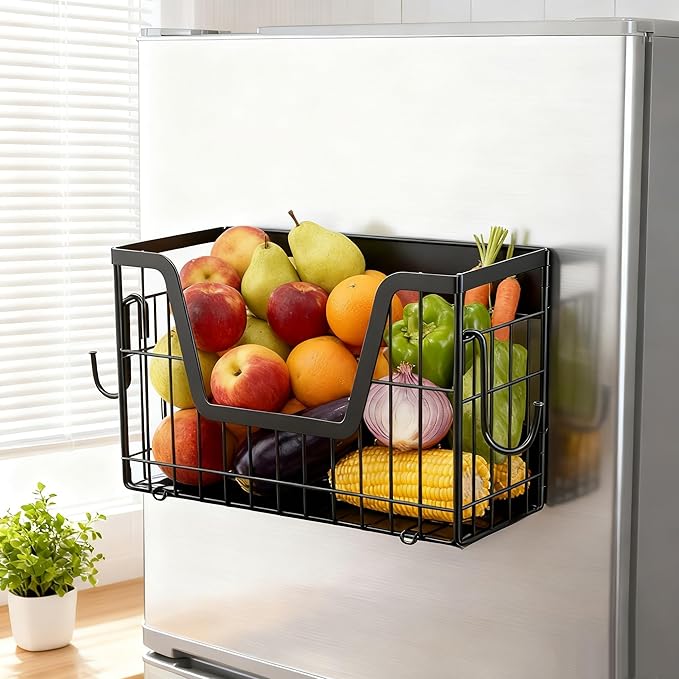 Magnetic Shelf Basket for Refrigerator,Fridge Magnet Shelf Organizer,Side of Fridge Storage Bin,No Assembly Space Saving for Fruits,Veggies,Snacks-1 Pack