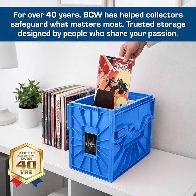 BCW Short Comic Book Bin | Holds 150 Comics | Stackable Plastic Storage | Acid-Free Organizer | Blue, Single