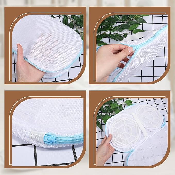 4Pcs Bra Wash Bags for Laundry, Large Bra Laundry Bags, Underwear Brassiere Lingerie Bag with Zipper for Washing Machine (A to C Cups)