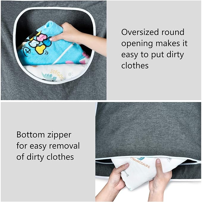 XL Hanging Laundry Hamper, Over the Door Laundry Hamper and Baskets, Wide Opening Hanging Laundry Bag,Hanging Hamper for Bathroom,Dorm,Laundry Room,Chirstmas Gifts（Grey).
