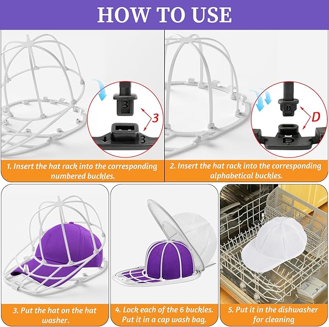 Hat Washer for Washing Machine Hat Washer Cage Hat Cleaner for Baseball Caps Fit for Adult and Kid's Baseball Caps