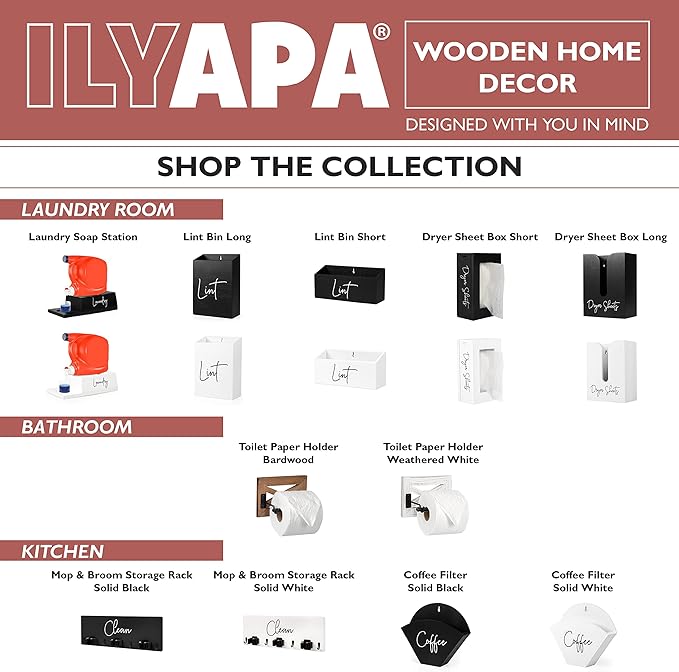 Ilyapa Magnetic Dryer Sheet Holder, Dryer Sheet Dispenser, Black Container, Wall Mounted Farmhouse Style Holder, Organizer for Laundry Room Storage Decor
