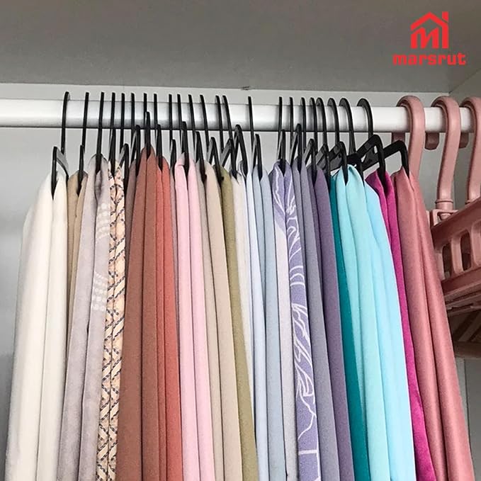 50 Packs Tea Towel Display Hanger, 10.7" Long Multifunctional Plastic Hangers Storage Racks for Hanging Storing Legging Sock Scarf Clothes Ties Belts Scarves Retail Wardrobe Shawls Rings-Black