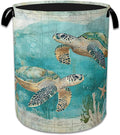 Sea Turtle Laundry Basket Collapsible Laundry Hamper Clothes Toy Storage Bin for Bathroom Bedroom Room Decor 16" X 20.8"