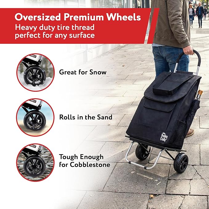 dbest products Bigger Trolley Dolly, Black Shopping Grocery Foldable Cart