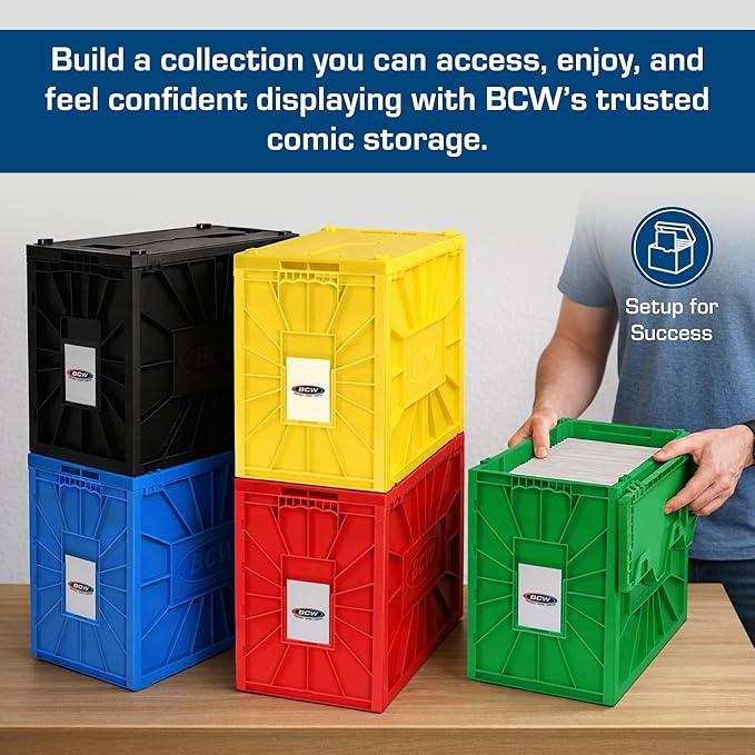 BCW Short Comic Book Bin | Holds 150 Comics | Stackable Plastic Storage | Acid-Free Organizer | Blue, Single