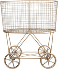 Creative Co-Op Vintage Reproduction Decorative Metal Laundry Basket on Wheels, Copper