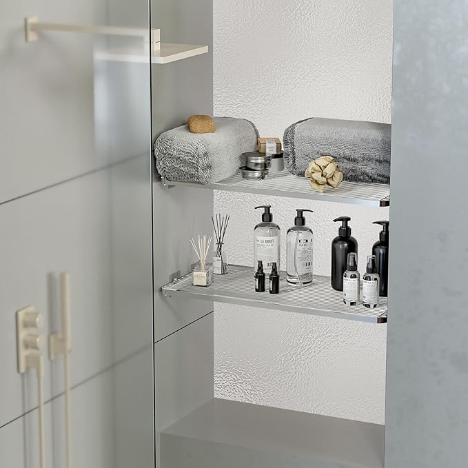 Expandable Closet Organizer Shelves, Adjustable Rod Metal Storage Shelves Divider for Wardrobe Cupboard Kitchen (Silver,11.8" D x 17"-31" W,3PCS)