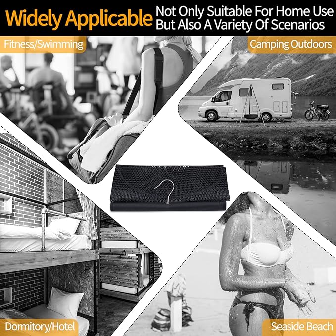 Breathable Mesh Laundry Hamper, Bringing Hooks Foldable Hanging Shower Caddy, Fast Drying Portable Space Saving Storage Bag, Applied to College Dorm Rooms, Gym, Swimming and RV Travel (Black)
