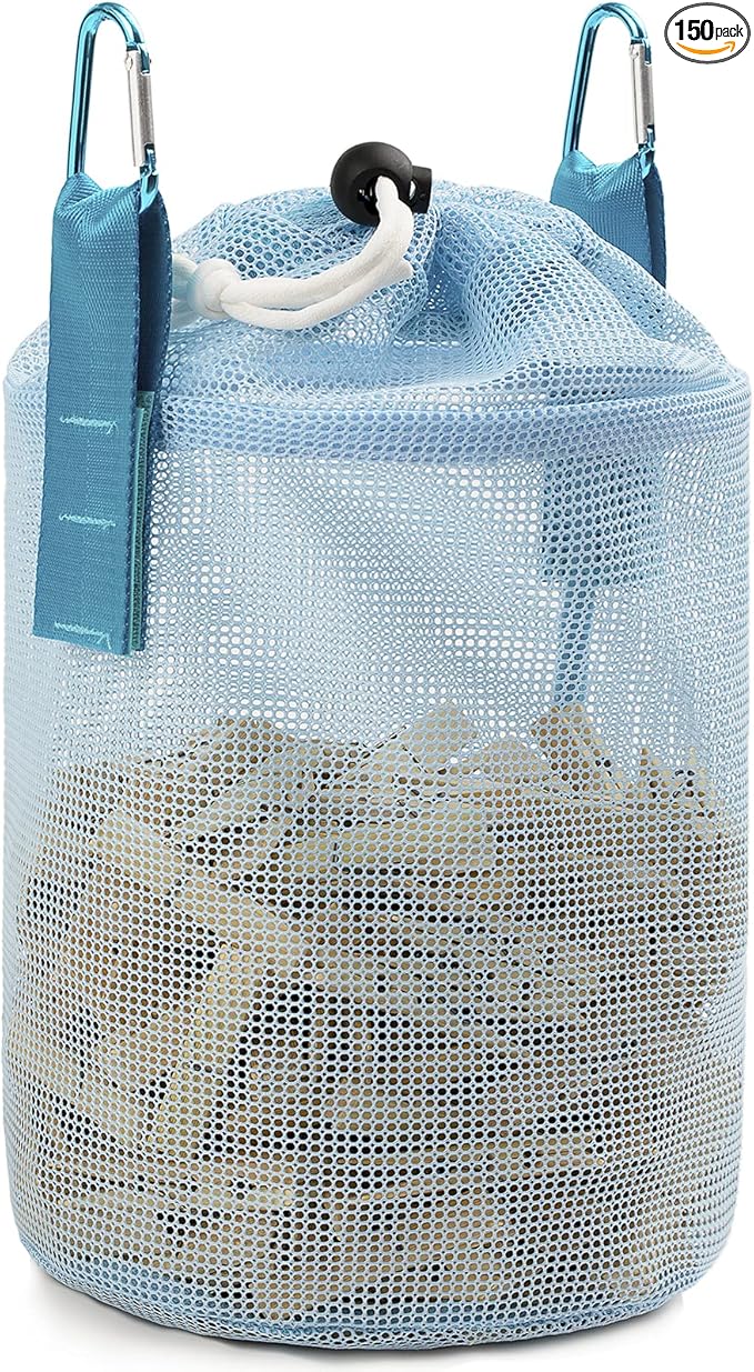 MinYee Mesh Clothespin Bag for Clothesline Outdoor, Multiple Hanging Methods Clothes Pin Bag with Drawstring Closure, Ventilation and Moisture Resistance, LargeCapacity Clothespin Storage Organizer