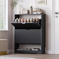 Shoe Cabinet with 2 Flip Drawers, Fluted Shoe Storage Cabinet with Adjustable Shelves, Freestanding Rack and Organizer for Entryway, Closet, Hallway