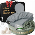 Luxury Lyocell Grounding Sheets King 22% Silver Fiber, 74% Cooling Lyocell, 4% Silk, Quality Certified - Conductive Earth Fitted Sheet 15" Deep w/Wash Bag & Wool Dryer Balls, Cloud Gray