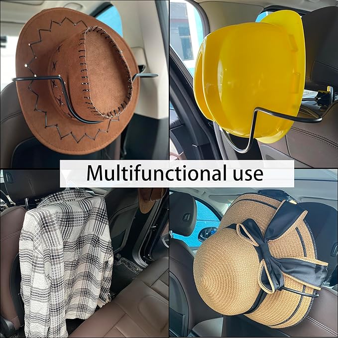 Cowboy Hat Holder Rack for Truck, Car Clothes Hanger Bar Coat Hanger Hard Hat Holder for Truck Seat, Hat Rack for Truck, Car Cowboy Hat Holder, Car Accessories, Pack 2