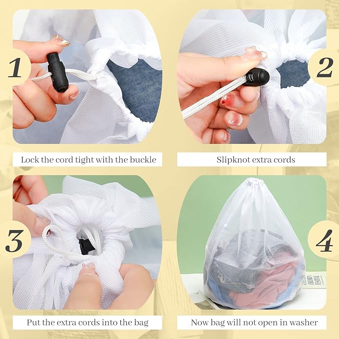 24 Pcs 24 * 32 Inches Fine Mesh Laundry Bag with Drawstring Large Heavy Duty Mesh Bag Machine Washable Sheet Drawstring Net for Delicates College Dorm