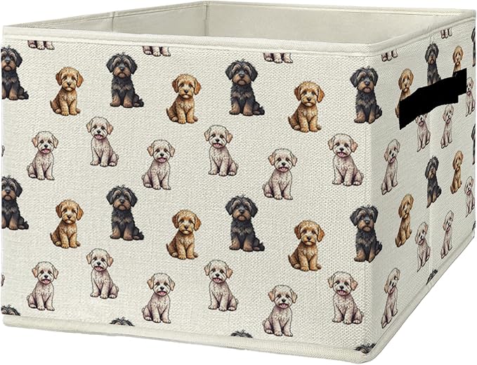 Cavapoo Gifts Storage Bins & Boxes with Handles, Dog Foldable Basket for Organizing Dog Lovers Owners, Cavapoo Christmas Collapsible Laundry Hampers for Bedroom Bathroom Clothes Toys Books
