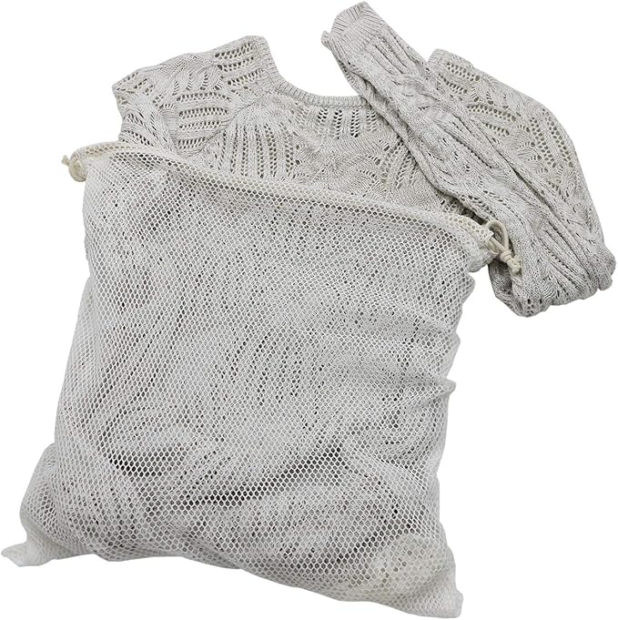 Simple Ecology Organic Cotton Mesh Laundry Bag; Machine Washing Bags for Delicates, Lingerie and Garments, Medium 2 pack