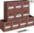 artsdi 13x13x13 storage cube bins (Set of 10) Fabric storage cubes with 10 Labels Window Cards & a Pen, storage cubes 13x13, Collapsible 13 inch cube storage bins, Cubby Organizer Boxes, Brown