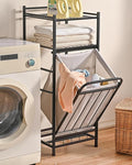 PLKOW Tilt Out Laundry Hamper with Shelf, Laundry Basket Laundry Hamper Cabinet with Removable Liner Bag, 65 Liter, 15.8L x 15.8W x 40H Inch