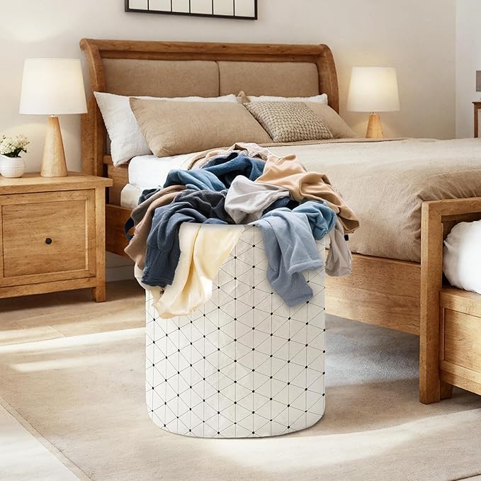 Laundry Hamper for Bedroom,Dirty Clothes Basket,Laundry Basket with Handles,Kids Girls Room Canvas Hamper Bag,Blankets,Towel,Toy Storage Organizer