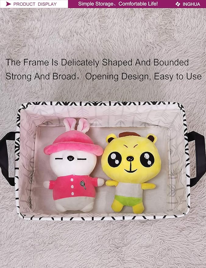 Rectangular Storage Basket Fabric Organizer Bin for Toys,Books,Clothes,Gifts,Pets-Perfect for Home,Office,Nursery,Dorm,Shelf(Rec Black Arrows)