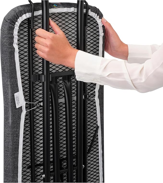 Brabantia Size B Ironing Board (49x15 in) 7 Height Options, Solid Steam Unit Rest Holder (Denim Gray) Non-Slip Feet, Anti-Collapse Child Locks
