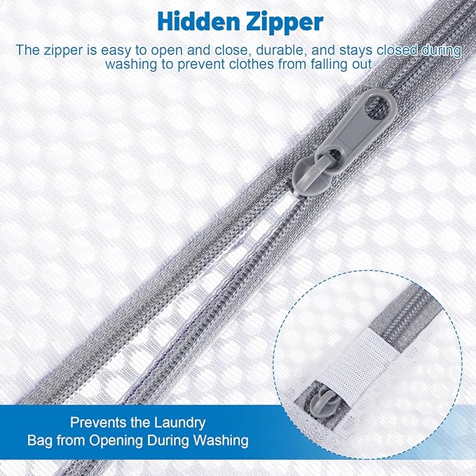 4-Pack Durable Honeycomb Mesh Laundry Bags for Delicates - 12x16 Inches Lingerie Bags for Washing Delicates with Sturdy Zippers, Protect Clothes in Washing Machine for Home, College & Dorm (Medium)
