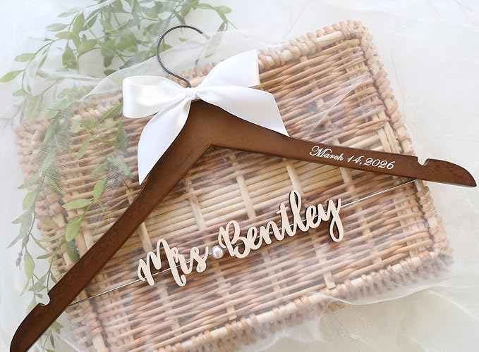 Custom Wedding Hanger with Bride Last Name & Date | Personalized Bridesmaid Gift Bridal Shower Gift