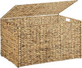 Water Hyacinth Storage Basket with Lid, 52.8 Gallon (200L) Wicker Storage Trunk with Handles, Handwoven Large Wicker Storage Basket for Blanket, Foldable, for Living Room, Bedroom, Natural
