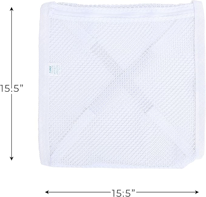 Smart Design Sneaker Dryer & Wash Bag w/ Elastic Straps - Durable Fabric - for Shoes, Clothing, & Laundry - Home Organization (15.5 x 15.5 Inch) [White]