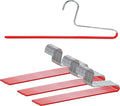 Mawa by Reston Lloyd Non-Slip Space Saving Clothes Hanger with Single Rod for Pants, Style KH/1, Set of 30, Red