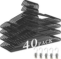 40Pack Heavy Duty Metal Hangers+5 Clothes Pins, Thickened and Reinforced Black Metal Hangers, Weight Capacity 50 lbs, Heavy Duty Hanger for Coats, Suits, Shirts, Dresses