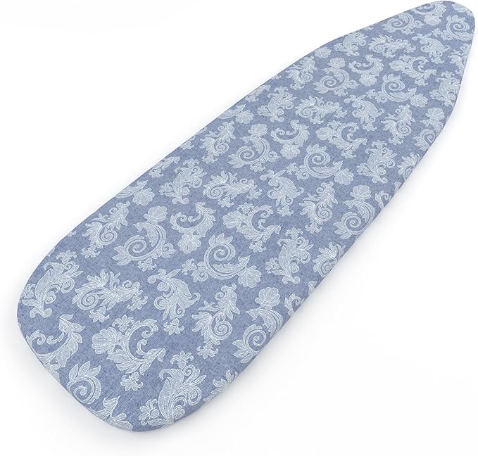 Encasa XO Ironing Board Cover with 4mm Extra Thick Felt Pad for Steam Press – Blue - (Fits Standard Boards of Large, 54"x15") Elastic Fitting, Heat Reflective, Protective