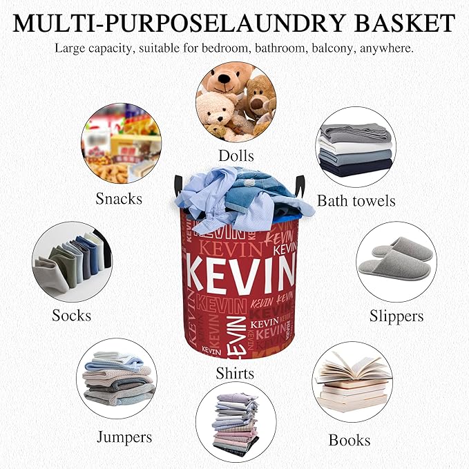 Custom Name Laundry Hamper, Personalized Dirty Clothes Hamper with Name for Bathroom Bedrooms Clothes Storage Organizer, Personalized Gifts for Boys Girls Men Women