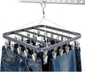 Clothes Drying Racks Clip Hangers Metal with 36 Clips Windproof Hook Underwear Hanger Foldable Laundry Clip for Socks Bras (Grey)