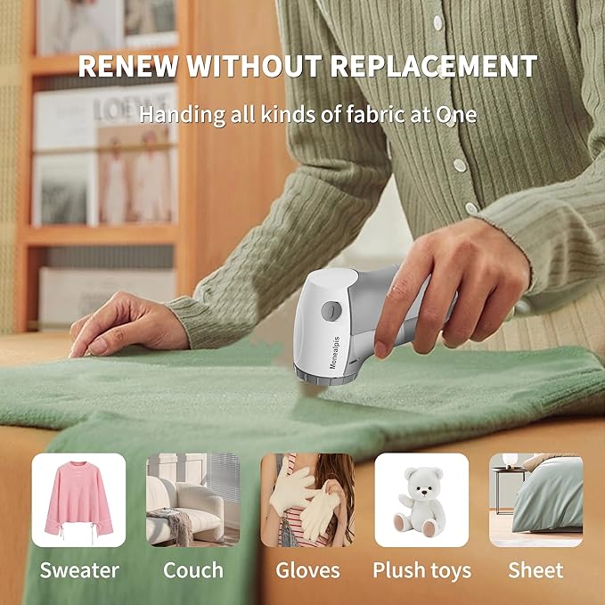 Fabric Shaver Lint Remover, Pilling and Lint Balls Removal for Sweaters, Clothes, and Furniture - Battery Operated Pill Remover