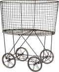 Creative Co-op Vintage Metal Laundry Basket with Wheels 25" x 15" x 26 3/4" (W x D x H)