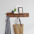 Alaterre Furniture Coat Rack with Shelf - Calais Collection Wall Mount Shelf with 4 Coat Hooks and Peg - Acacia Wood Wall Hangers (Warm Chestnut)