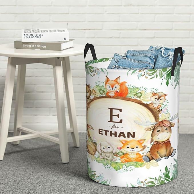 Personalized Animals Laundry Basket For Baby Kids Boys Girls Adult Custom Hamper Basket With Name For Bathroom Bedrooms Collapsible Baby Dirty Clothes Hamper With Handles