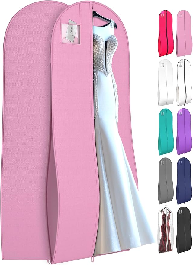 72" Tapered Long Dress Bags for Gowns - Wedding Dress Garment Bag for Dresses - Long Garment Bags for Hanging Clothes & Closet Storage, Dress Bag for Airplane